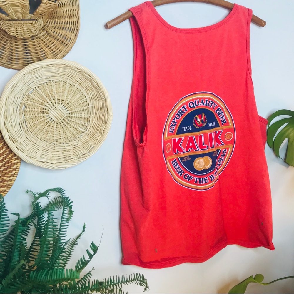 VTG vsco Bahamas Beer Graphic Oversized Tank - Picture 3 of 5